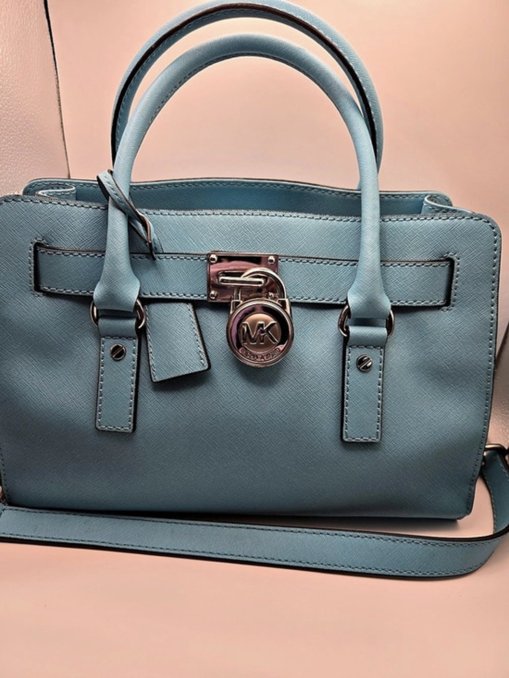 Michael Kors Hamilton Medium Saffiano Leather Satchel in Blue